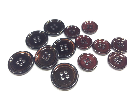 Brown Mother of Pearl Buttons, 4-Hole Design, Sartorial Quality, 36 Pieces