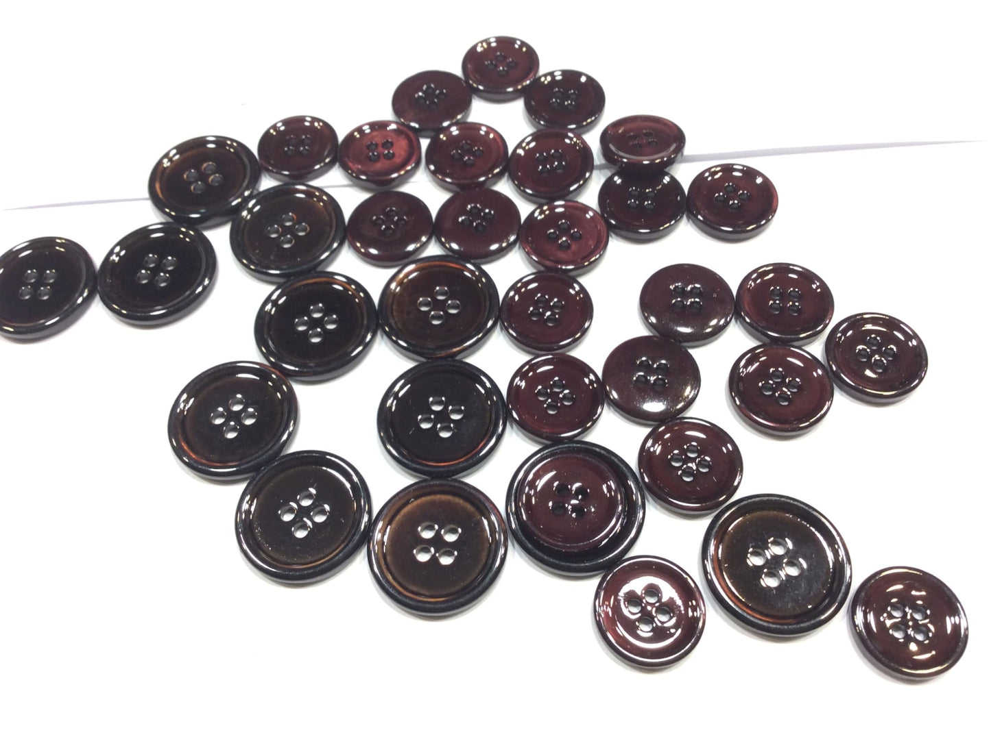 Brown Mother of Pearl Buttons, 4-Hole Design, Sartorial Quality, 36 Pieces