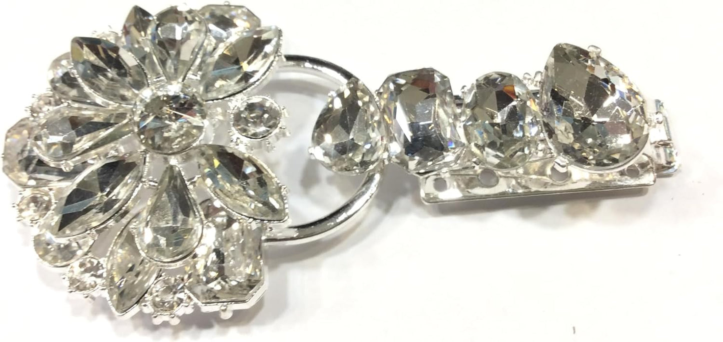 Alamaro Bottone Gioiello con Cristalli CRYSTAL O GREY , 10 cm