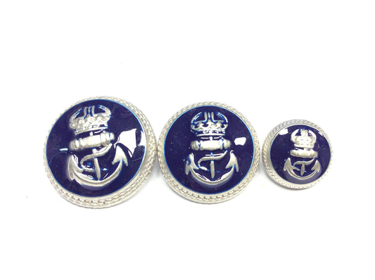 BOTTONI BLAZER MARINARI BLU ARGENTO CM 2,2