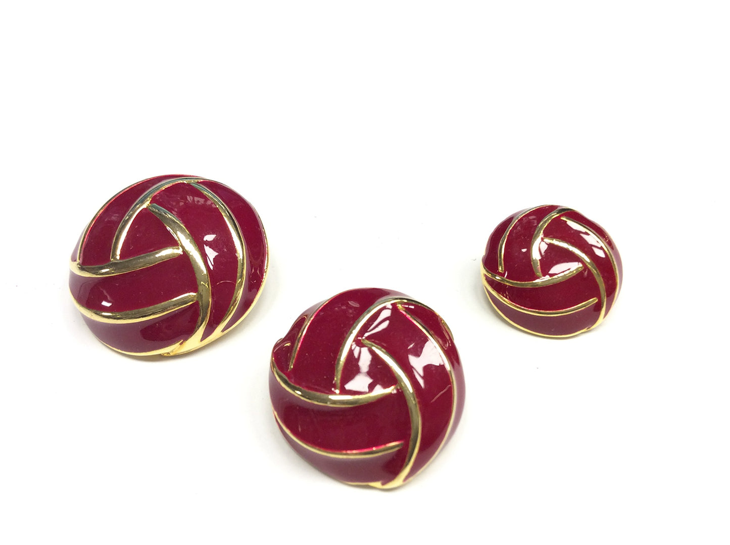 SET 14 BOTTONI GIOIELLO NODO ORO LACCATO ROSSO