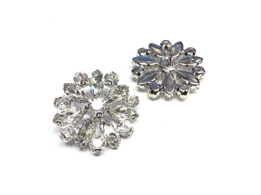 BOTTONI GIOIELLO ALTA MODA BASE ARGENTO NAVETTE CRYSTAL CM 3