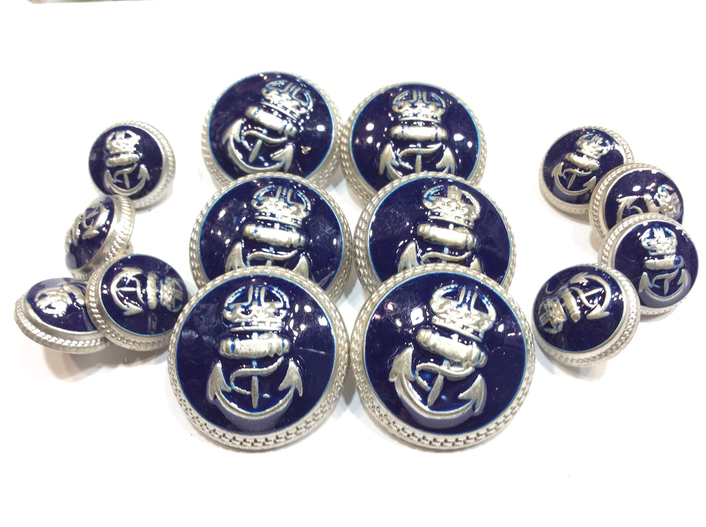 BOTTONI BLAZER MARINARI BLU ARGENTO CM 2,6