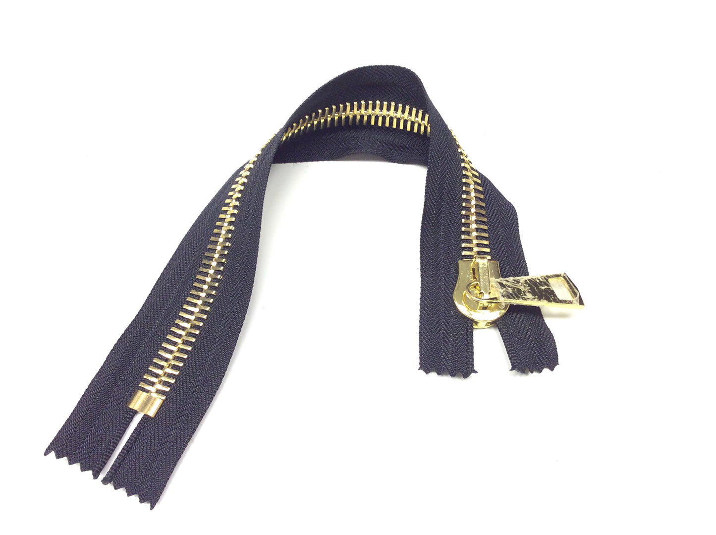 ZIP CHIUSURA LAMPO catena 12 ORO COLORE NERO NON SGANCIABILI CM 30