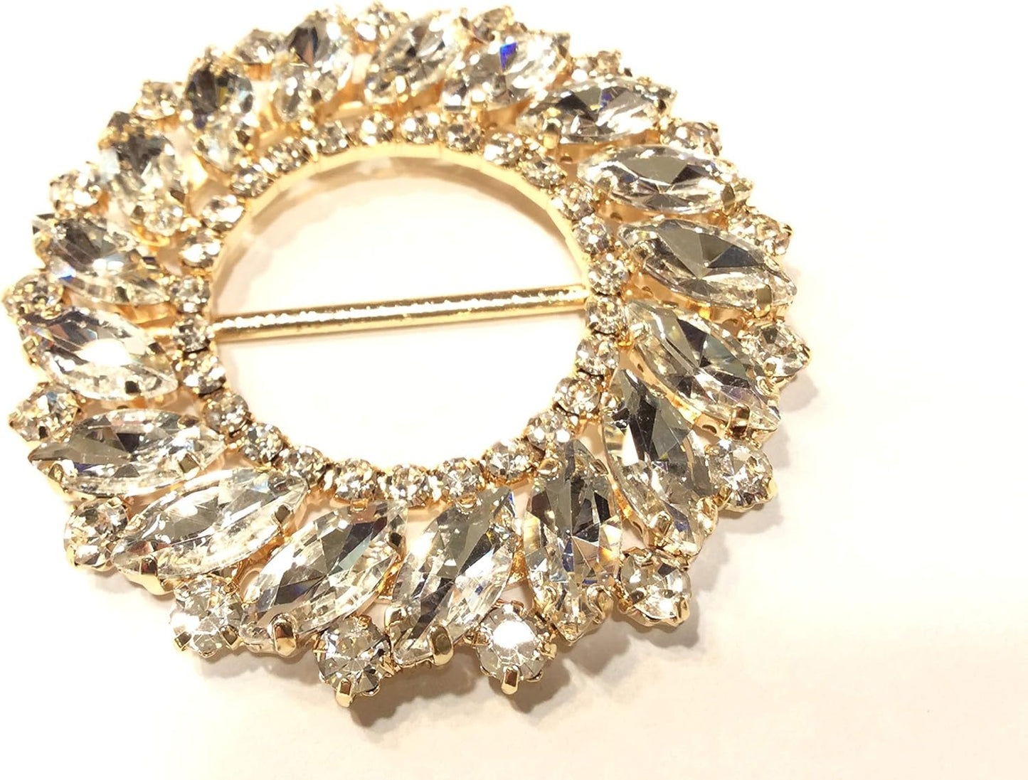 fibbia ferma foulard gioiello oro e argento navette crystal cm 7 passante