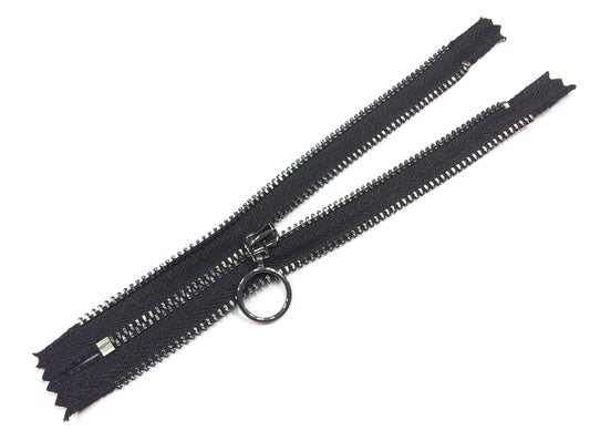 ZIP CHIUSURA LAMPO COLORE NERO CATENA BRUNITA NON SGANCIABILI CM 16