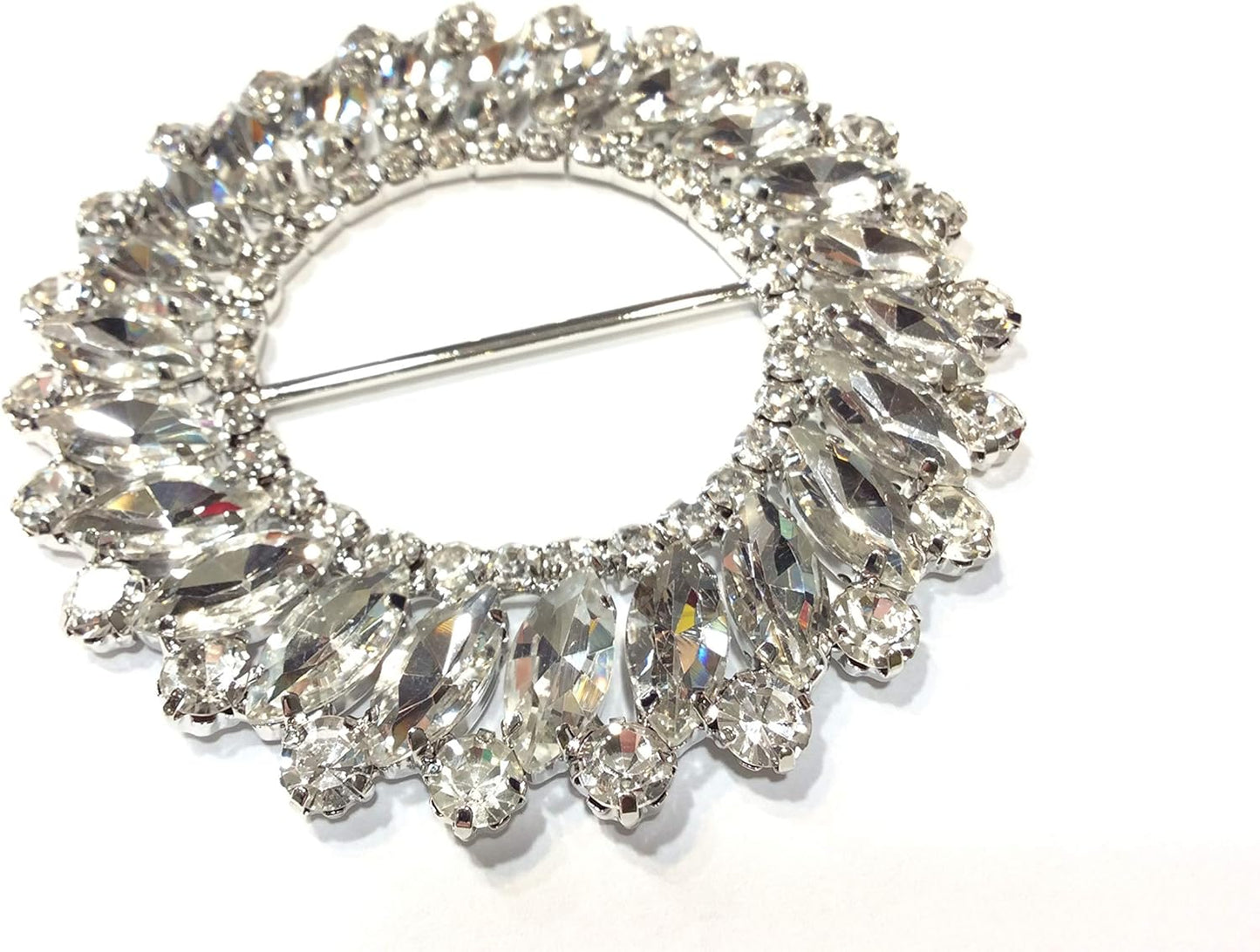 fibbia ferma foulard gioiello oro e argento navette crystal cm 7 passante