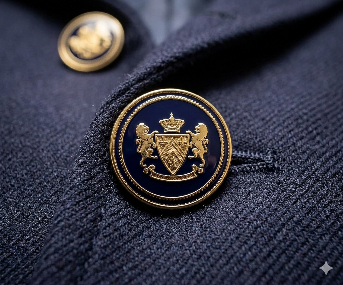Bottone Luxury Blazer blu e nero Leone Oro per giacche e cardigan, 1 pezzo