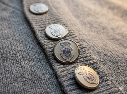 Bottoni Araldici Argento e Blu Navy per Cardigan e blazer– Stemma Corona 20mm