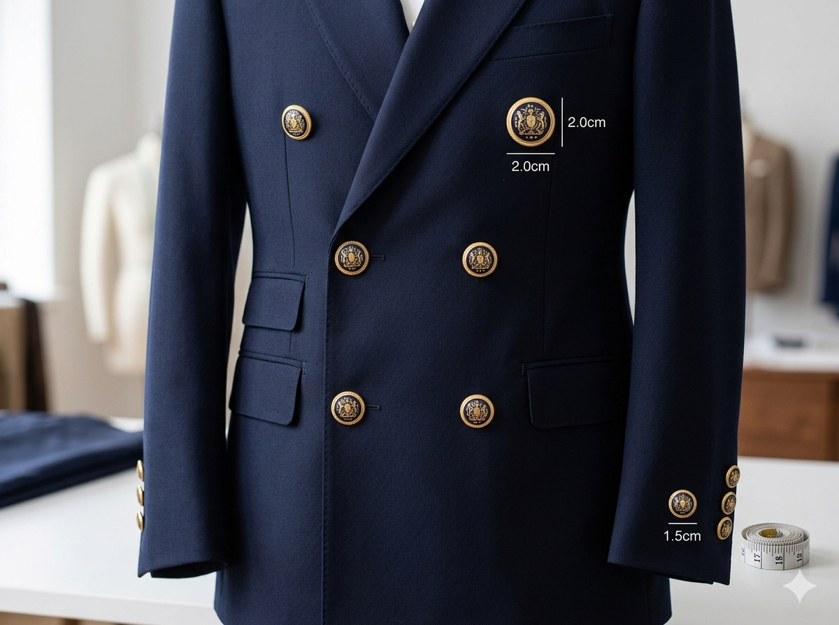 Bottoni Blazer Stile Navy – Oro e Smalto Blu Notte (20mm) - set 17 pz