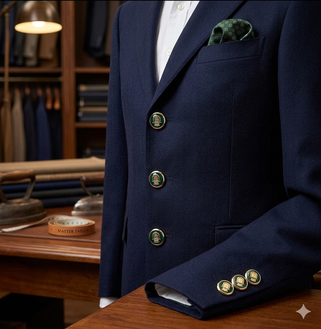 SET 11 Bottoni Blazer Araldici in Smalto verde e Oro – Stile Navy Classico