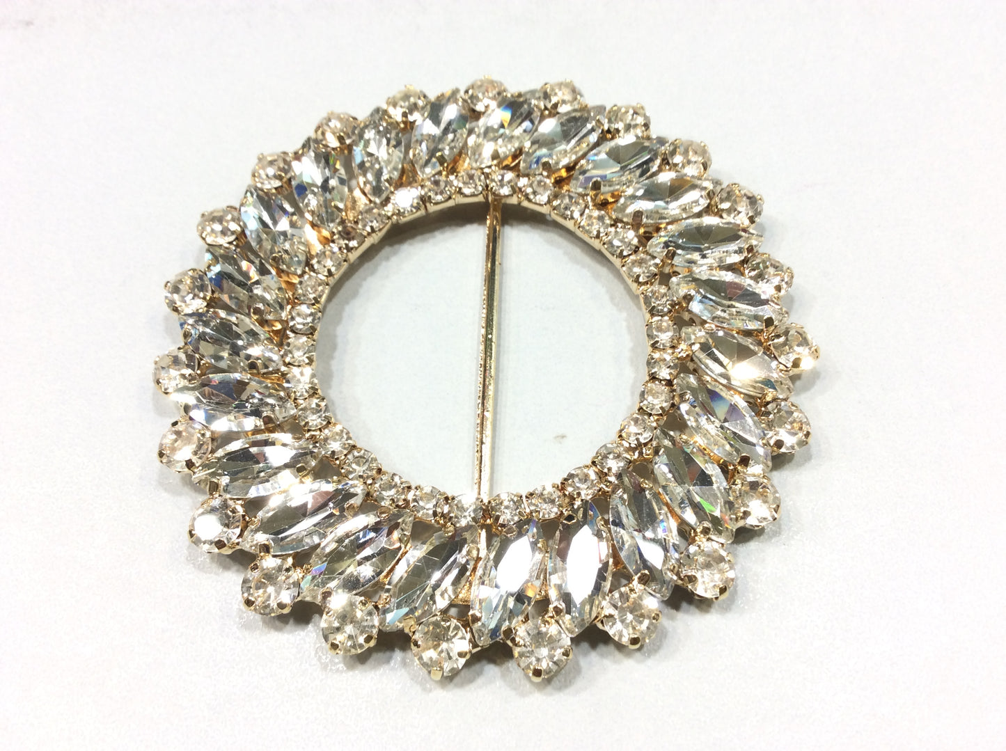 fibbia ferma foulard gioiello oro e argento navette crystal cm 7 passante