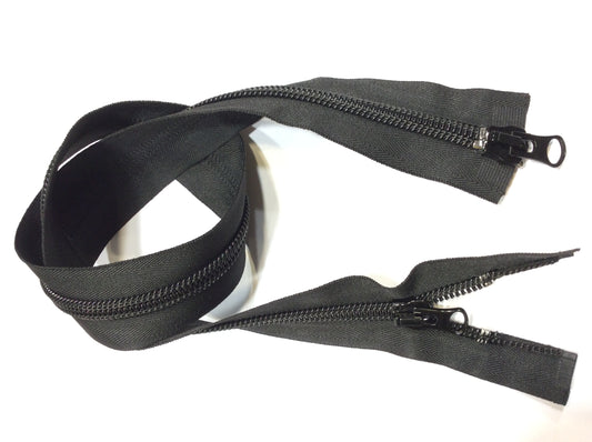 Cerniera Lampo 80 cm Doppio Cursore, Spirale Catena 10, Nero