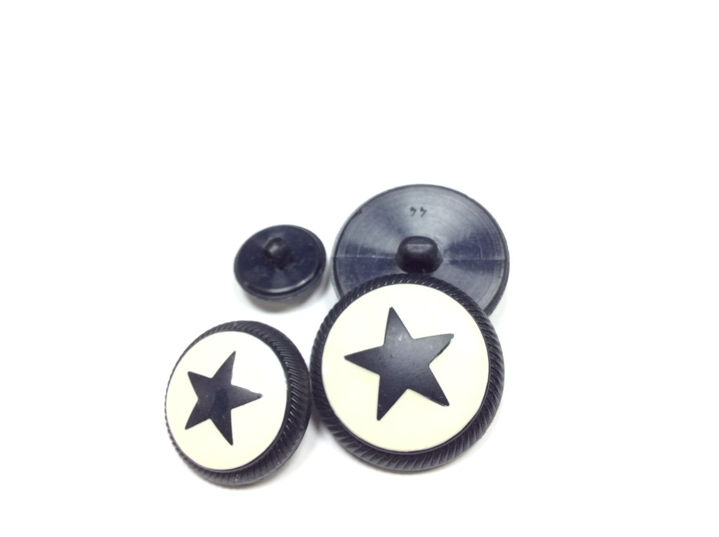 Bottone con Stella Centrale, Laccato Panna, Blu e Nero, Stile Elegante, 1 Pezzo