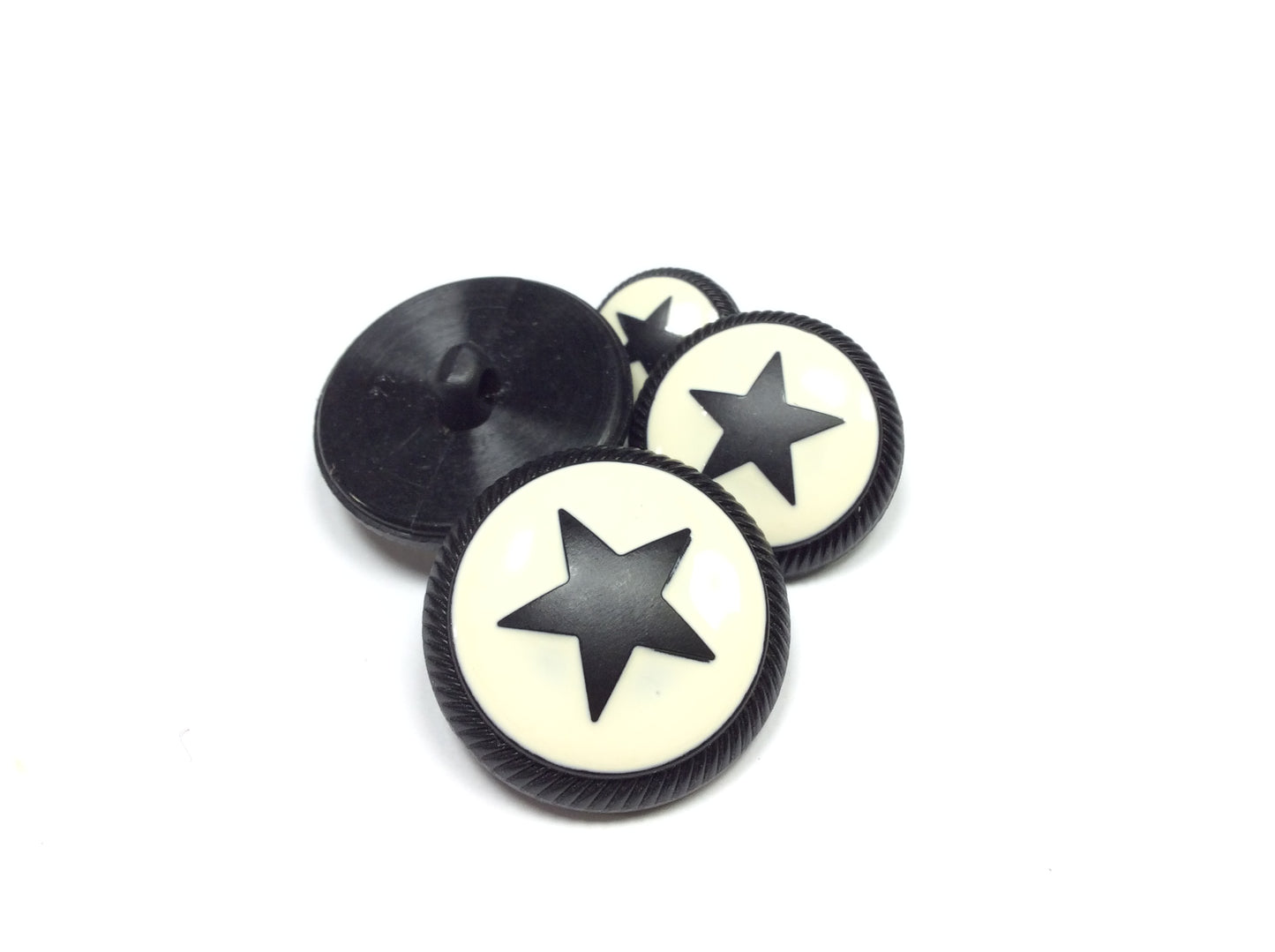 Bottone con Stella Centrale, Laccato Panna, Blu e Nero, Stile Elegante, 1 Pezzo