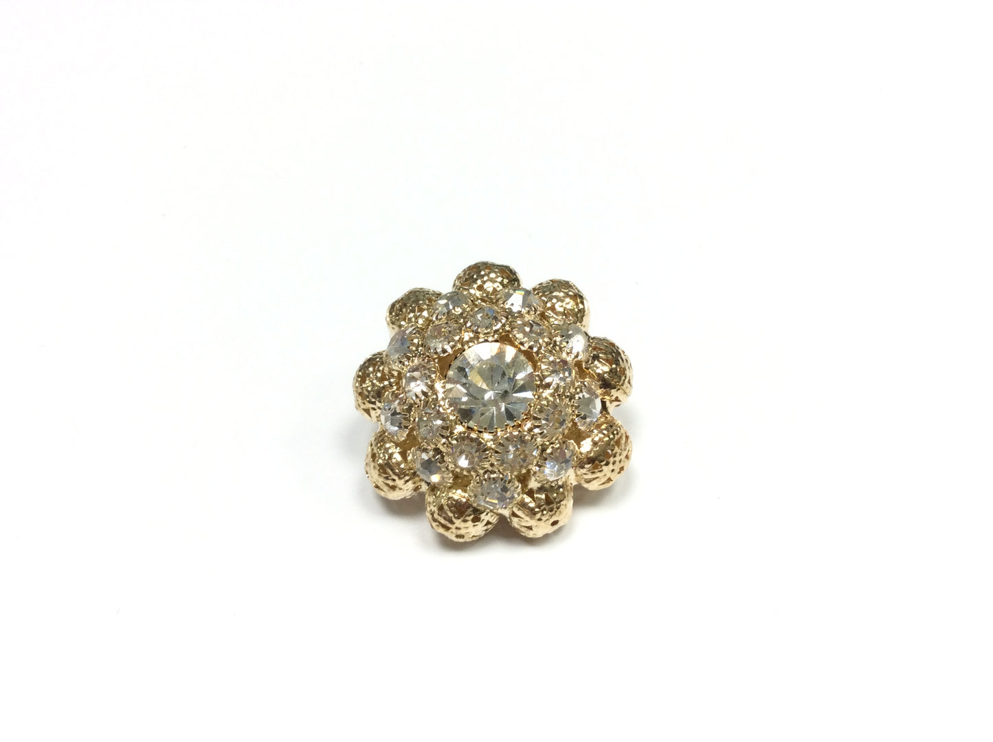 Bottone Metallo Oro 3 cm, Strass Cristallo, Bottone Decorativo per Cappotto e Blazer