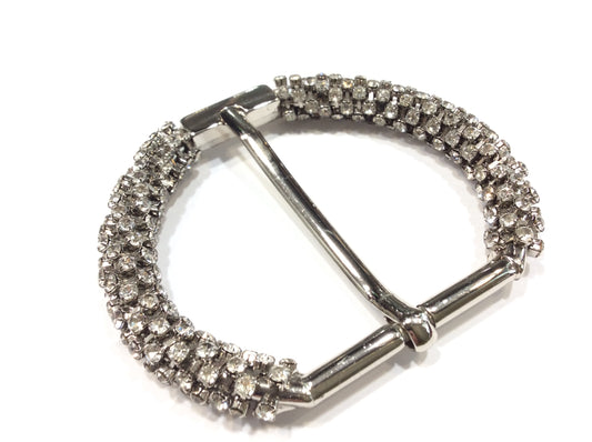 Fibbia Gioiello Circolare con Strass – 9 cm (Passante 4 cm)