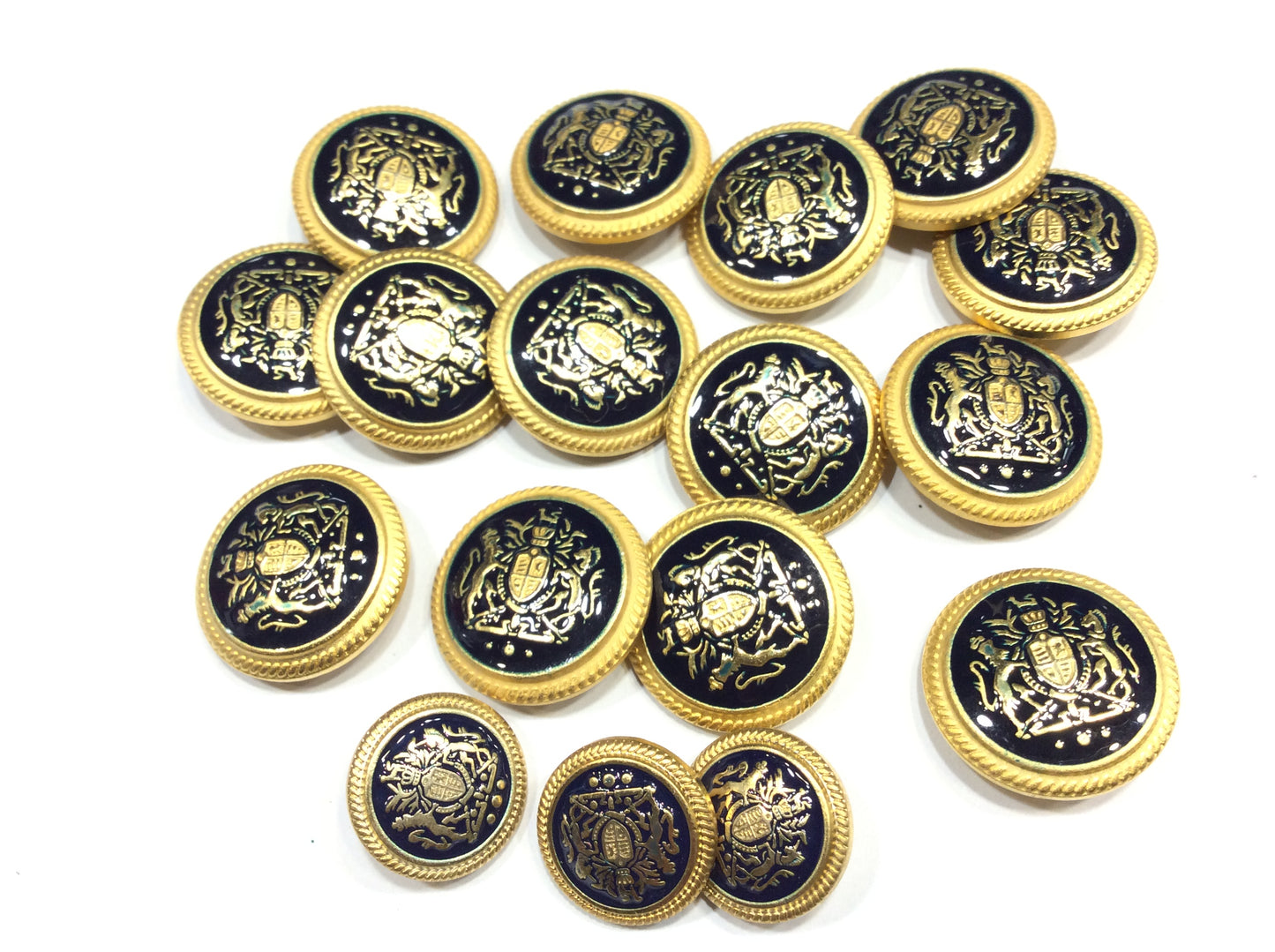 Bottoni Blazer Stile Navy – Oro e Smalto Blu Notte (20mm) - set 17 pz