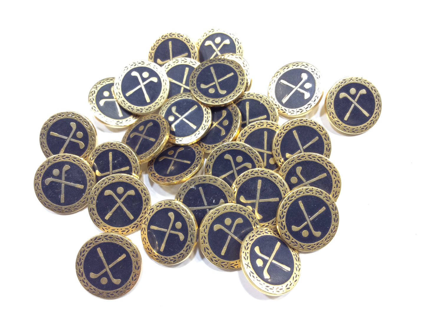 Bottoni da Golf 20mm in Oro e Smalto Blu Navy per Blazer e Maglieria, 1 pz