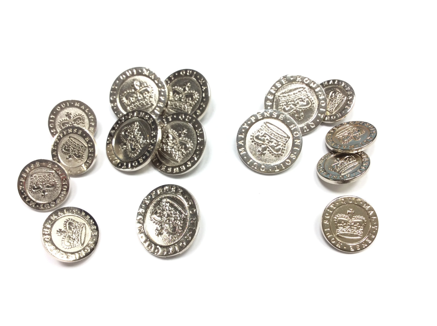 Set 14 pz Bottoni Araldici per Blazer Doppiopetto - Argento lucido - Qualità Sartoriale