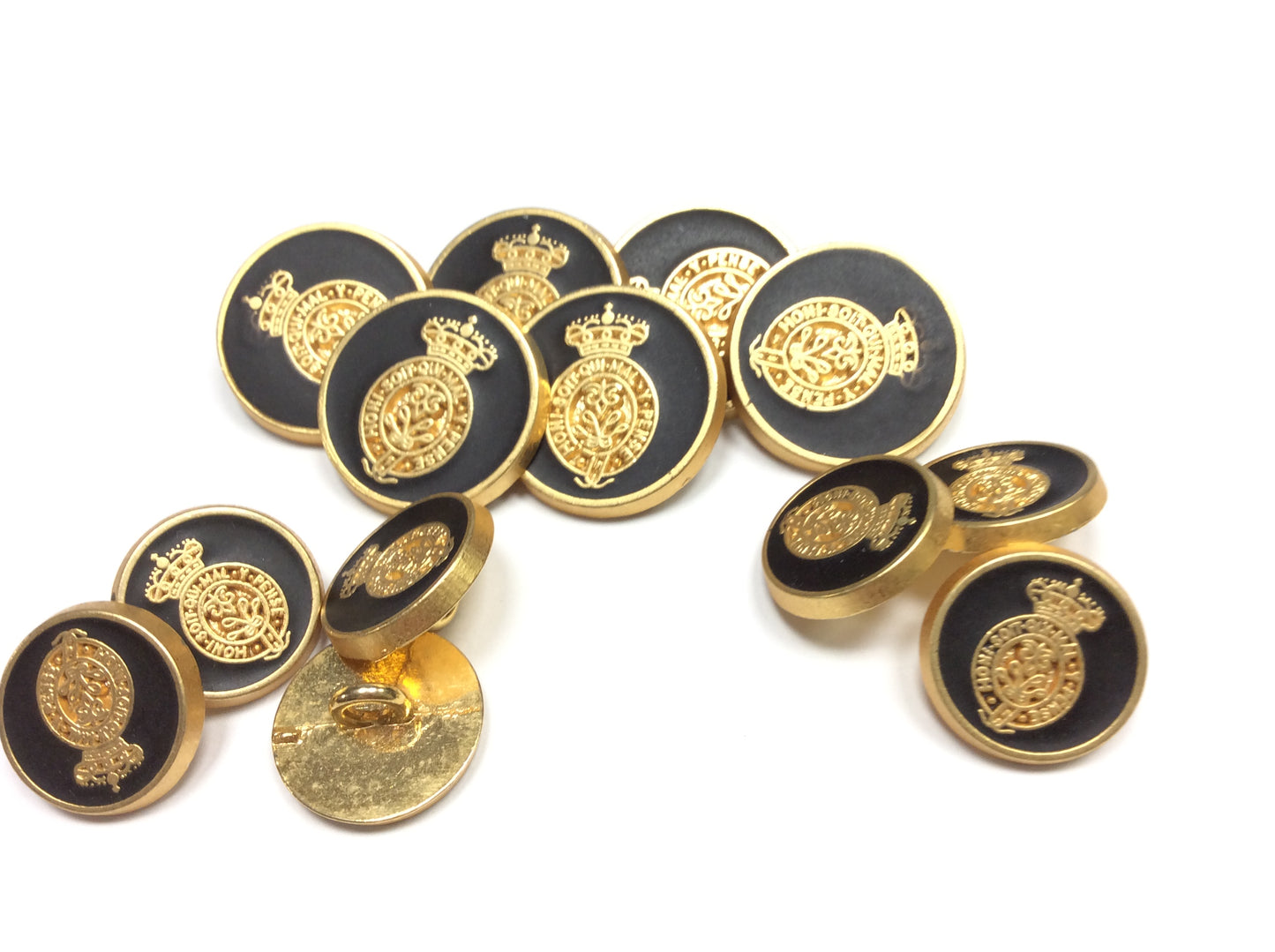 Set 12 Bottoni Blazer Araldici – Oro e Nero Opaco (6 Grandi + 6 Piccoli)