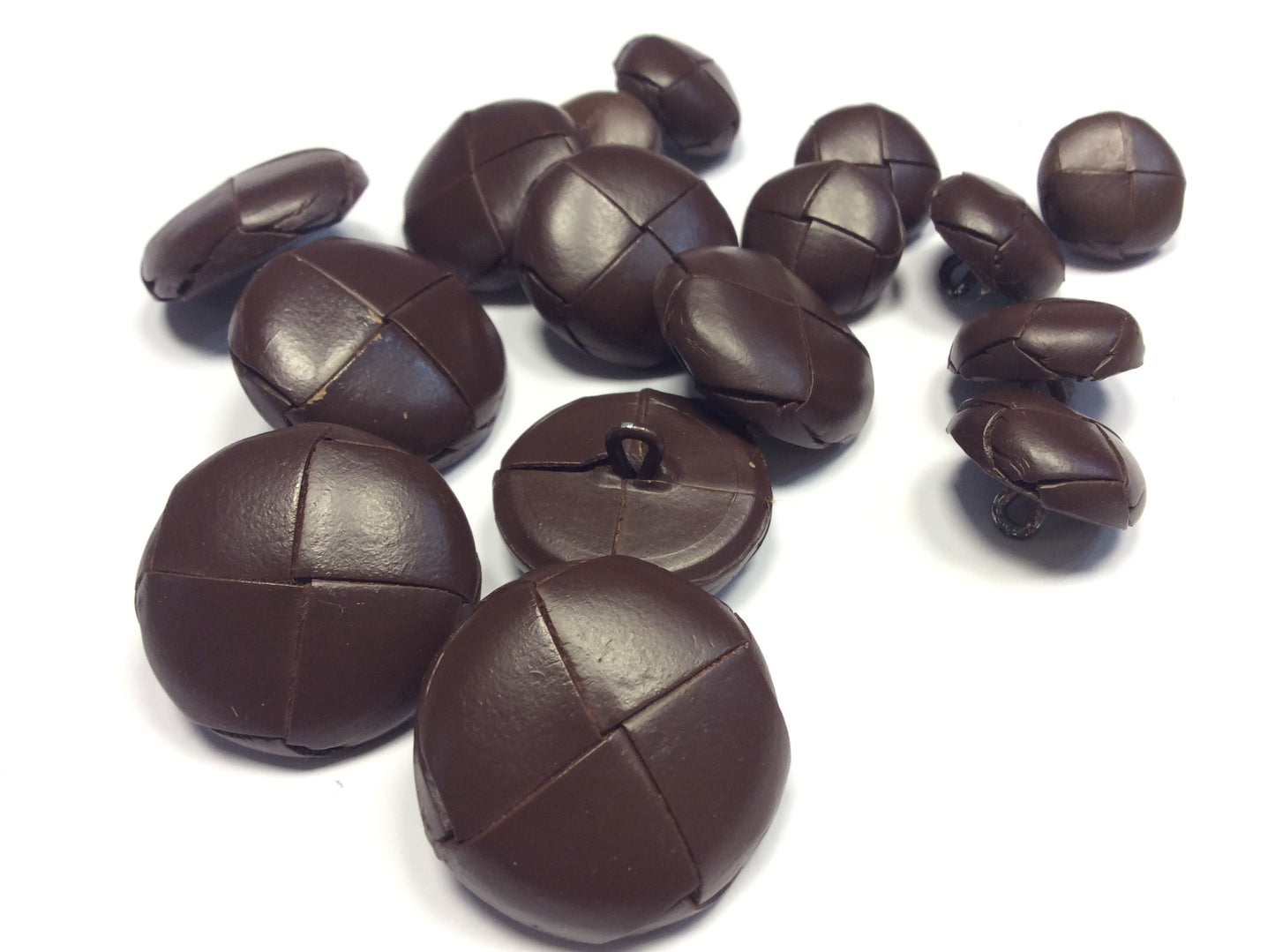 Bottoni in Pelle per Loden, Marrone Scuro, 2,8 cm, Set da 6 Pezzi