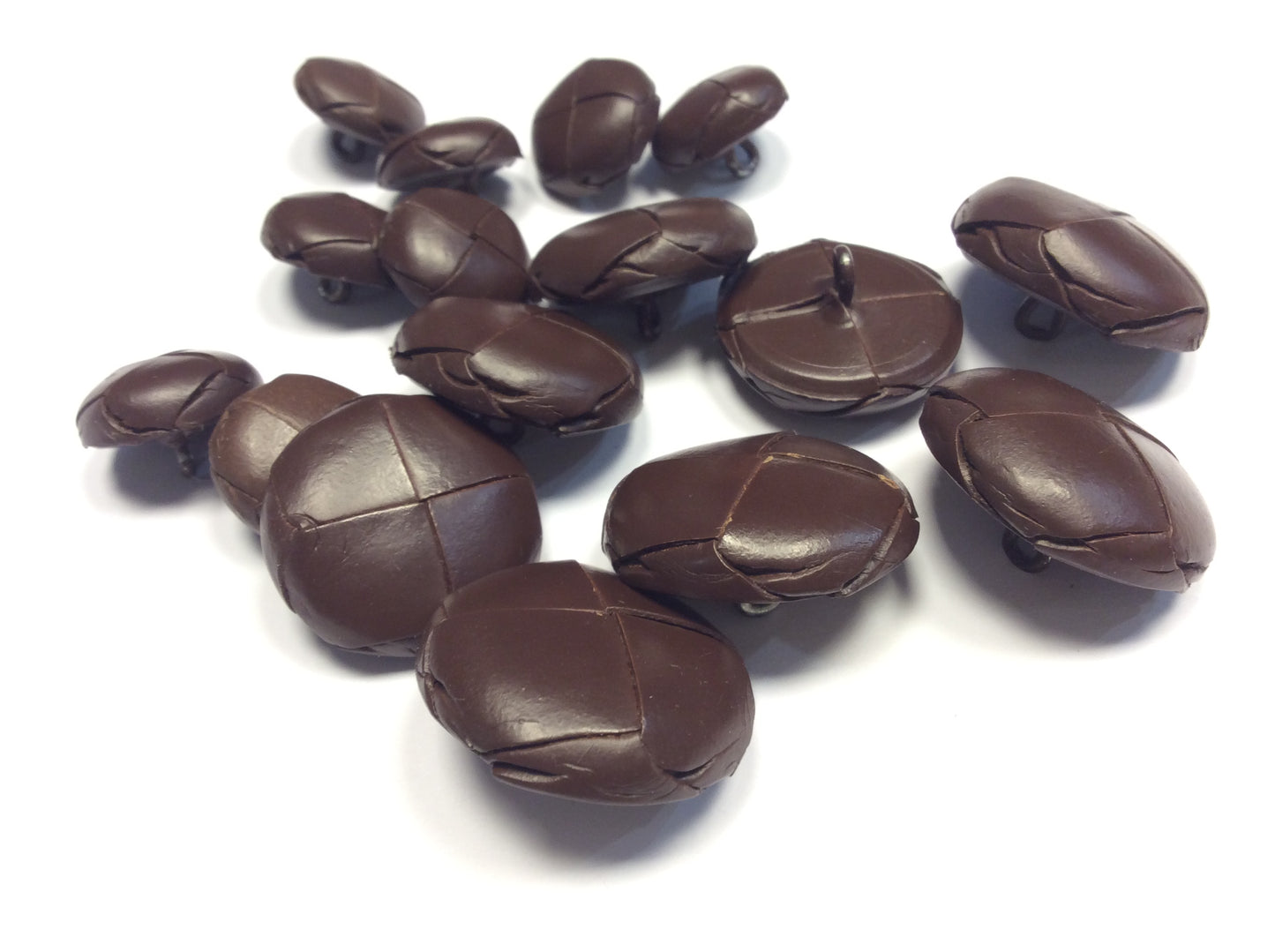 Bottoni in Pelle per Loden, Marrone Scuro, 2,8 cm, Set da 6 Pezzi