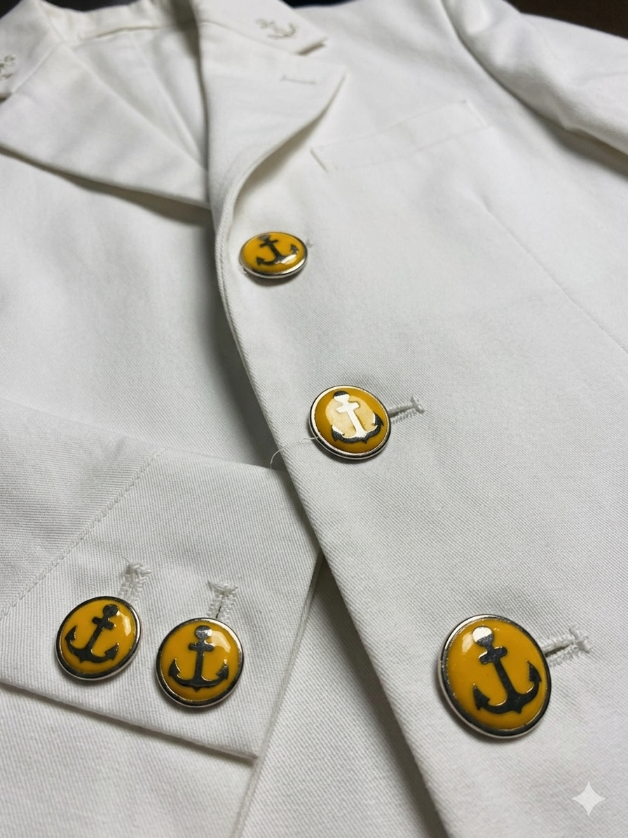 Set 16 Bottoni Blazer "Stile Nautico" – Giallo e Argento