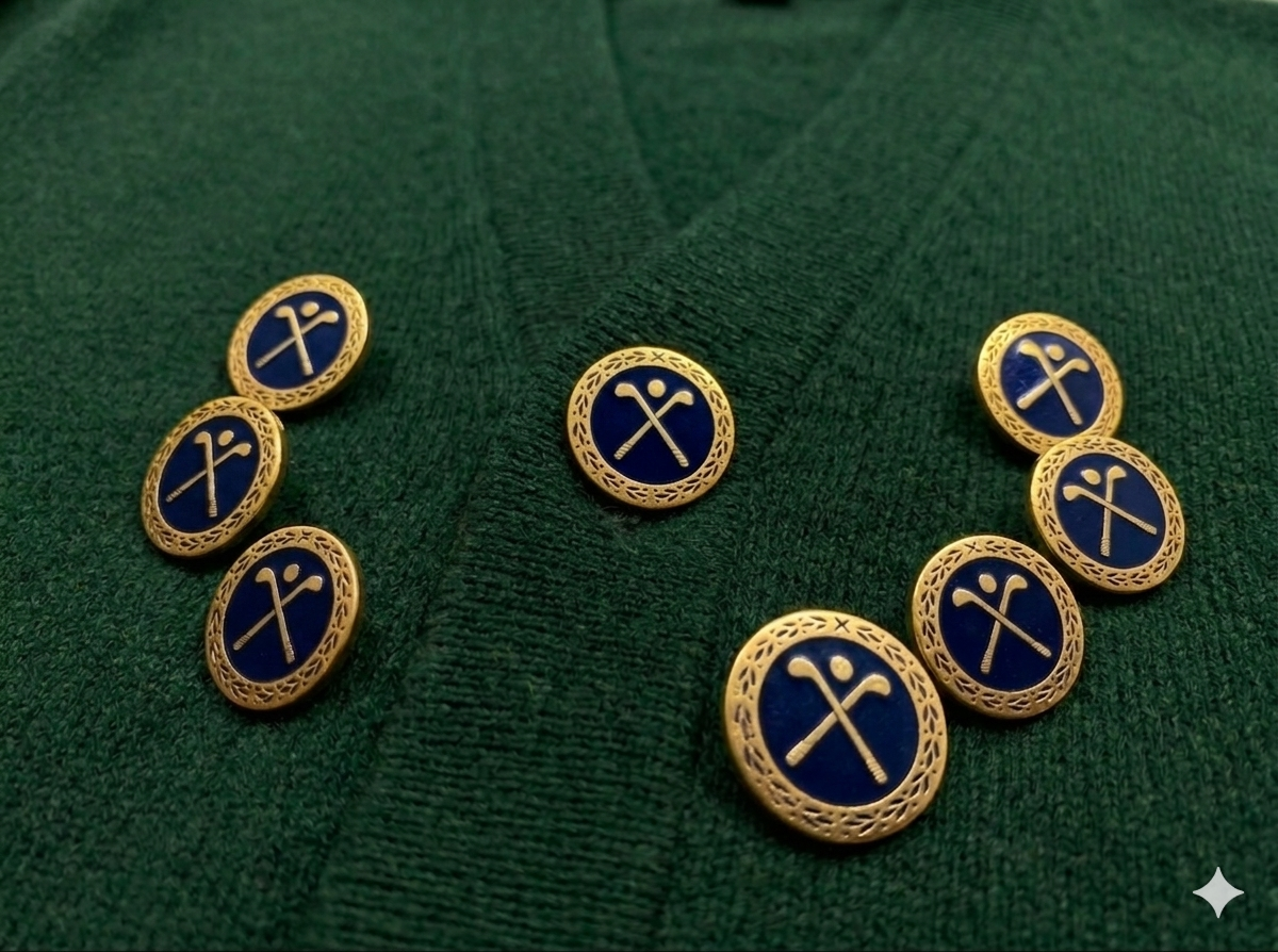 Bottoni da Golf 20mm in Oro e Smalto Blu Navy per Blazer e Maglieria, 1 pz