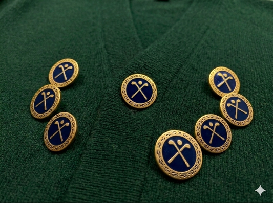 Bottoni da Golf 20mm in Oro e Smalto Blu Navy per Blazer e Maglieria, 1 pz