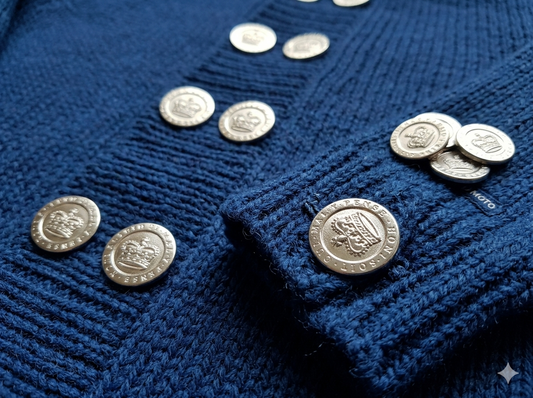 Set 14 pz Bottoni Araldici per Blazer Doppiopetto - Argento lucido - Qualità Sartoriale