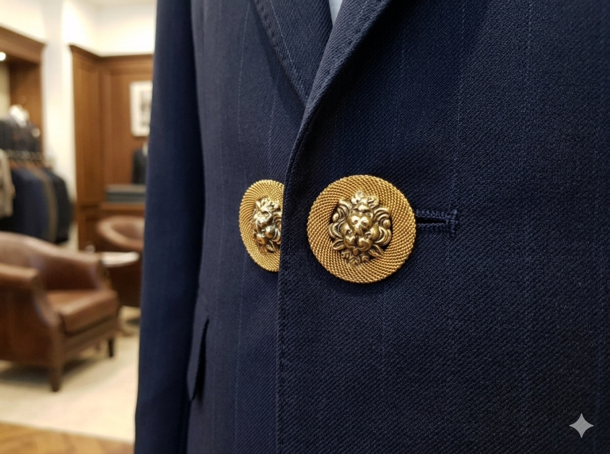 Set 2 Grandi Bottoni Gioiello MM30 + 1 MM20 Oro Antico con Testa di Leone – Stile Barocco per Giacche e Cappotti Doppiopetto – Alta Sartoria