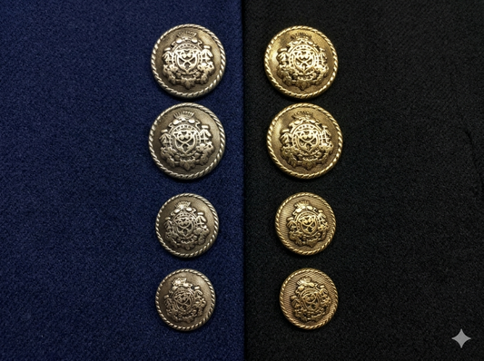 Bottoni Araldici in Stile Blazer – Finitura Oro e Argento Anticato