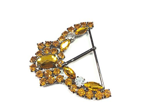 DE LIGUORO Fibbia Gioiello Strass Ambra CM 7 X 6