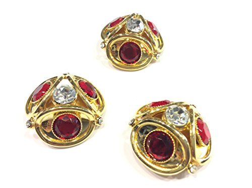 BOTTONE GIOIELLO ORO & ROSSO E STRASS CM 3