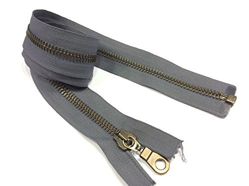 ZIP CHIUSURA LAMPO catena 10 brunita cm 100 UN CURSORE SGANCIABILE GRIGIO