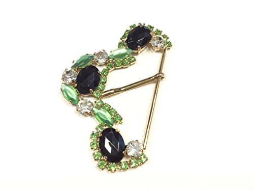 DE LIGUORO Fibbia Gioiello Strass Nero & Verde CM 9 X 5