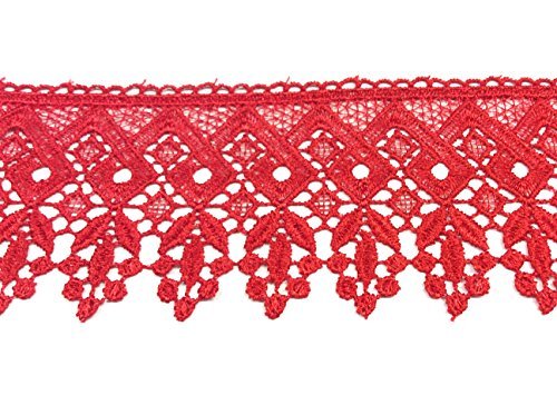 PIZZO MACRAMÈ ROSSO DISEGNO GEOMETRICO CM 8