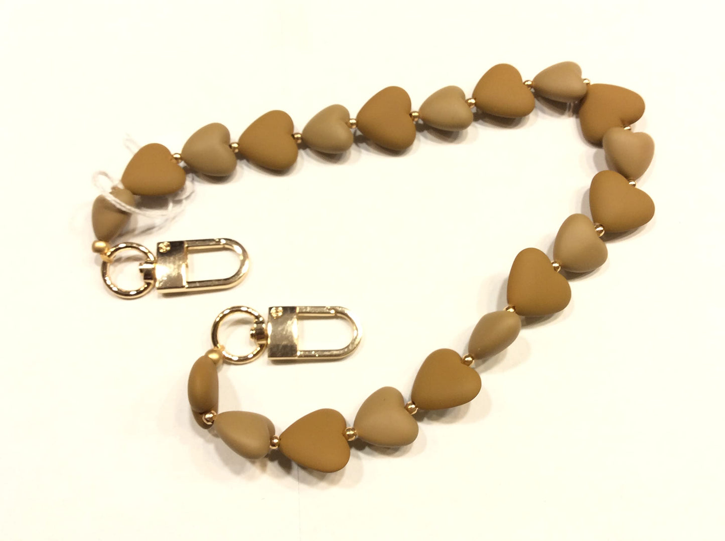 FILMODA Tracolla Cuori Beige in Resina Ganci Oro cm 50