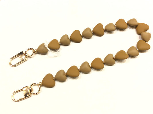 FILMODA Tracolla Cuori Beige in Resina Ganci Oro cm 50