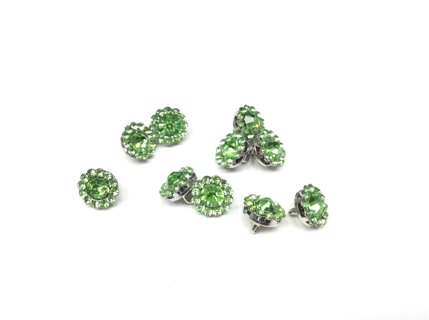 SET 10 BOTTONI GIOIELLO mm 9 fiore VERDE