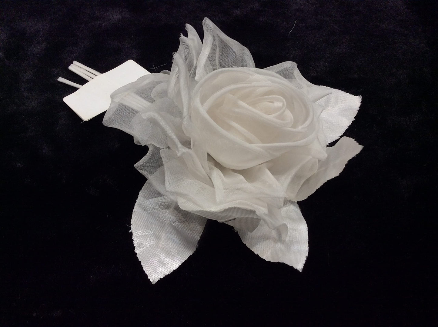 spilla fiore rosa in seta cerimonia bianca cm 12