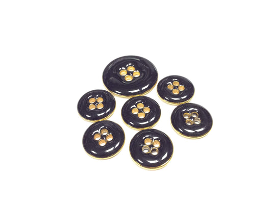 SET 7 BOTTONI GIOIELLO OTTONE ORO E NERO CM 1,5