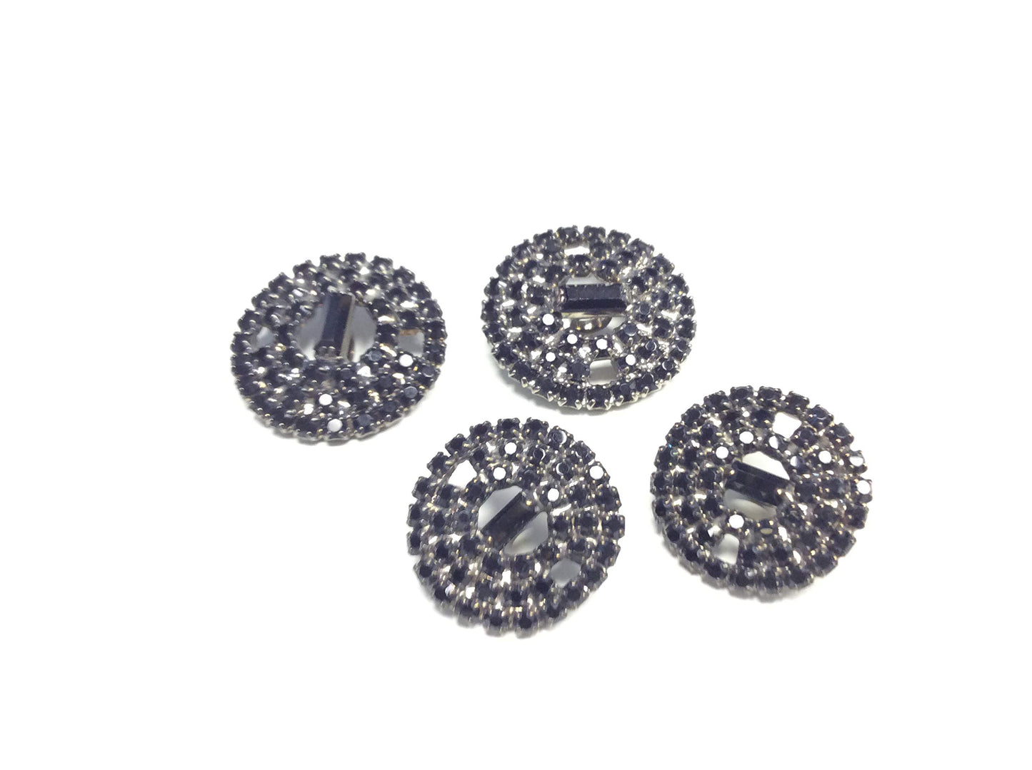 DE LIGUORO Set 4 Pezzi Bottone Gioiello Strass Nero