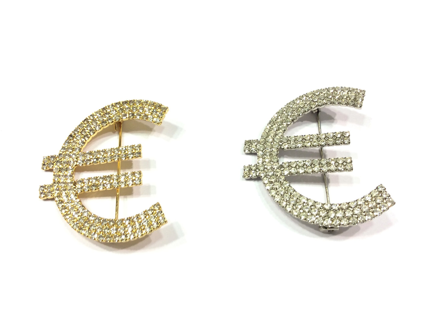 SPILLA ACCESSORI € EURO STRASS CM 4,5 ARGENTO