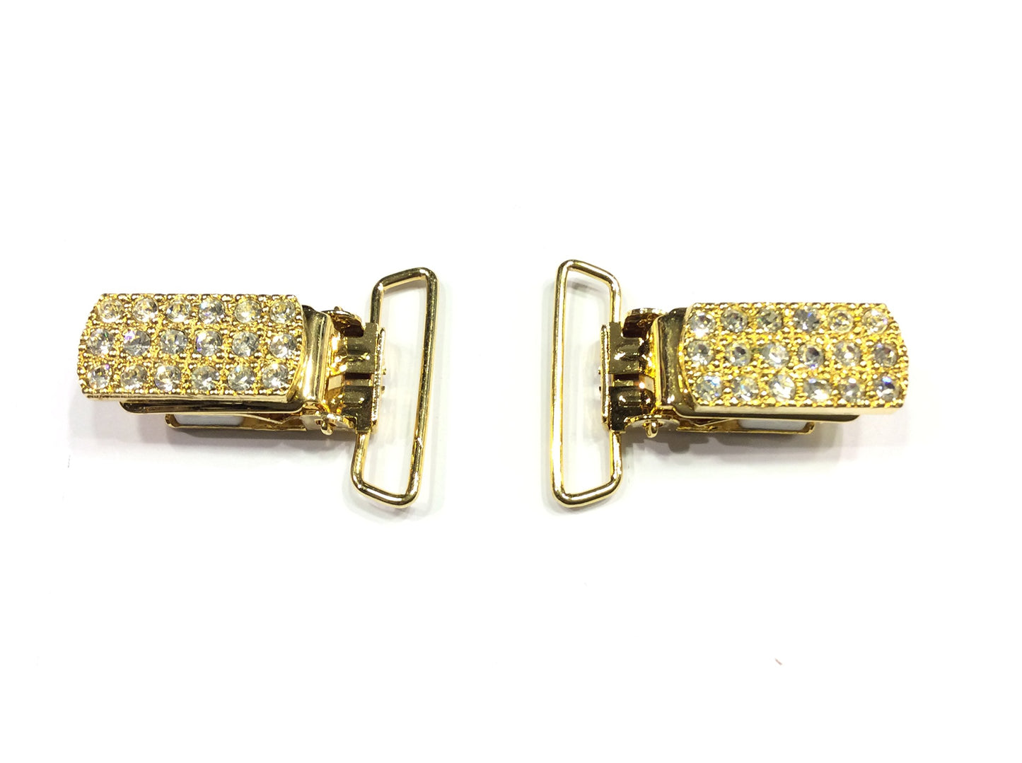 MG CLIPS BRETELLE DONNA GIOIELLO STRASS ORO CM 2,5 2 PEZZI