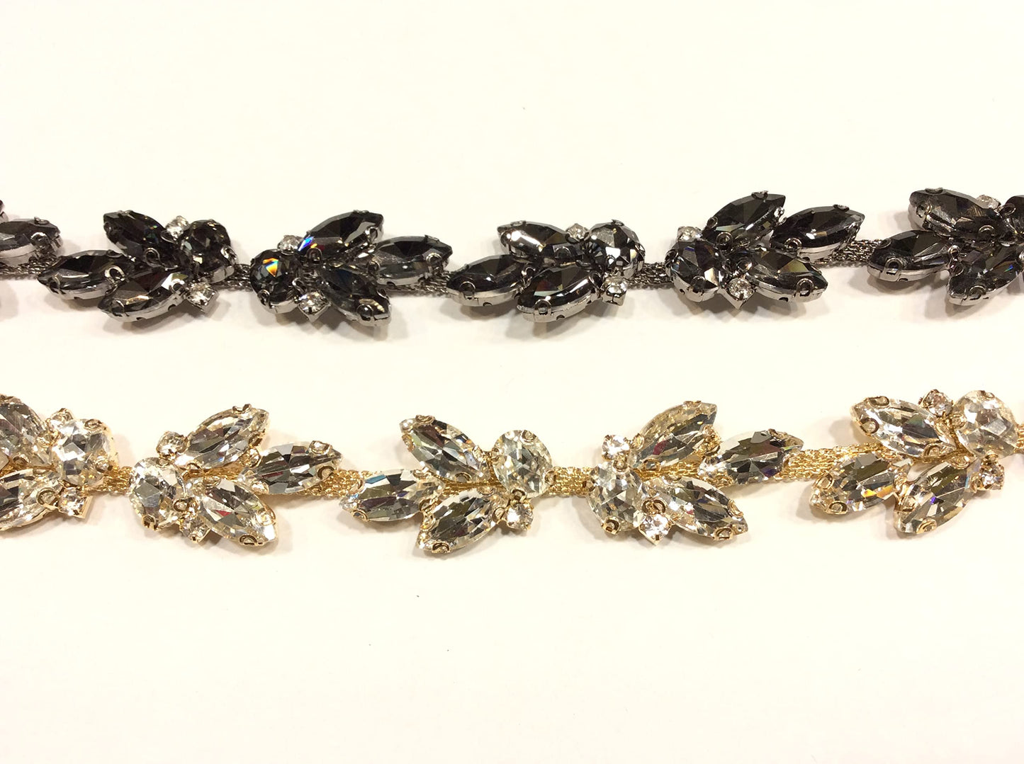 1 metro catena gioiello da cucire rifiniture e abbellimenti tralcio floreale pietre navette crystal