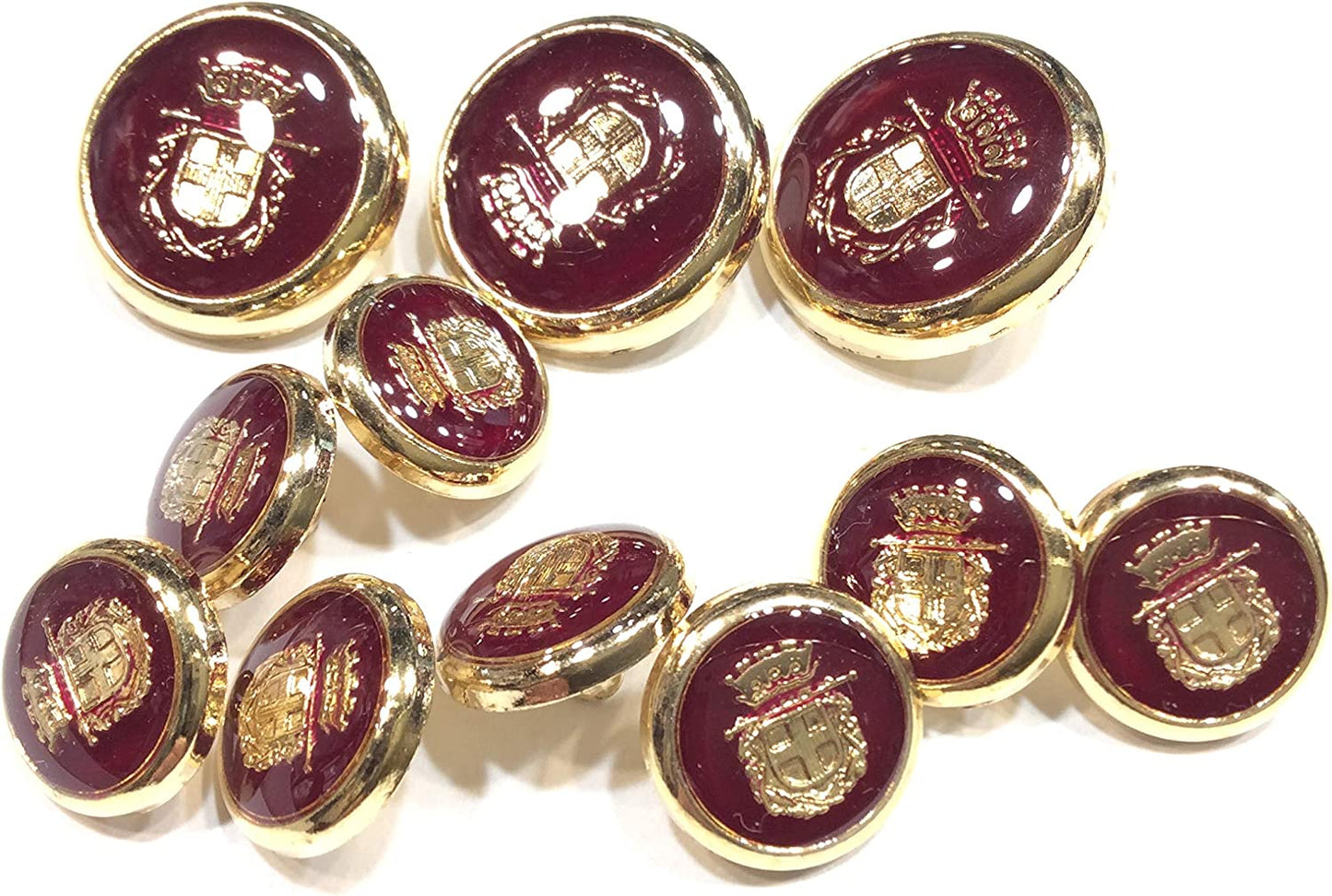 SET 11 BOTTONI BLAZER BORDEAUX E ORO