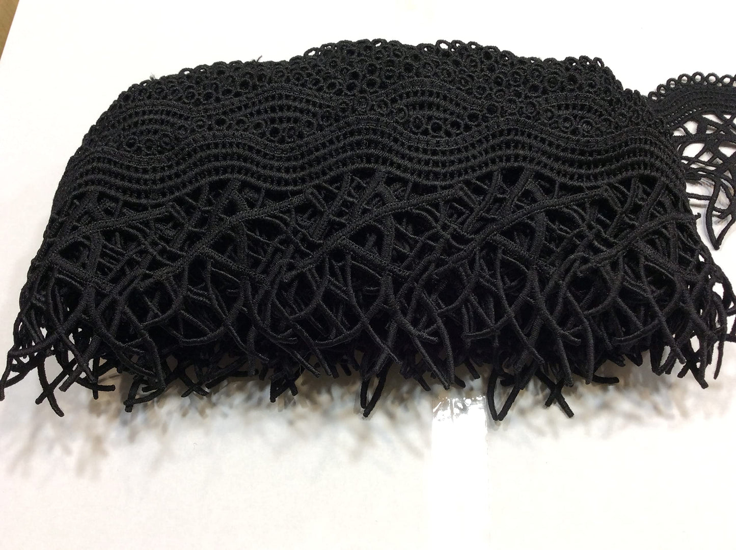 1 mt pizzo macramè a frangia nero cm 10 cotone made in italy RIFINITURE ABBELLIMENTI